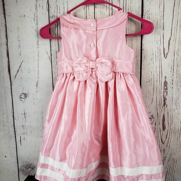 Gymboree Dress Girls Size 5T A Line Sleeveless Striped Bow Pink - Picture 6 of 7